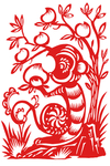 中国传统十二生肖剪纸候插画