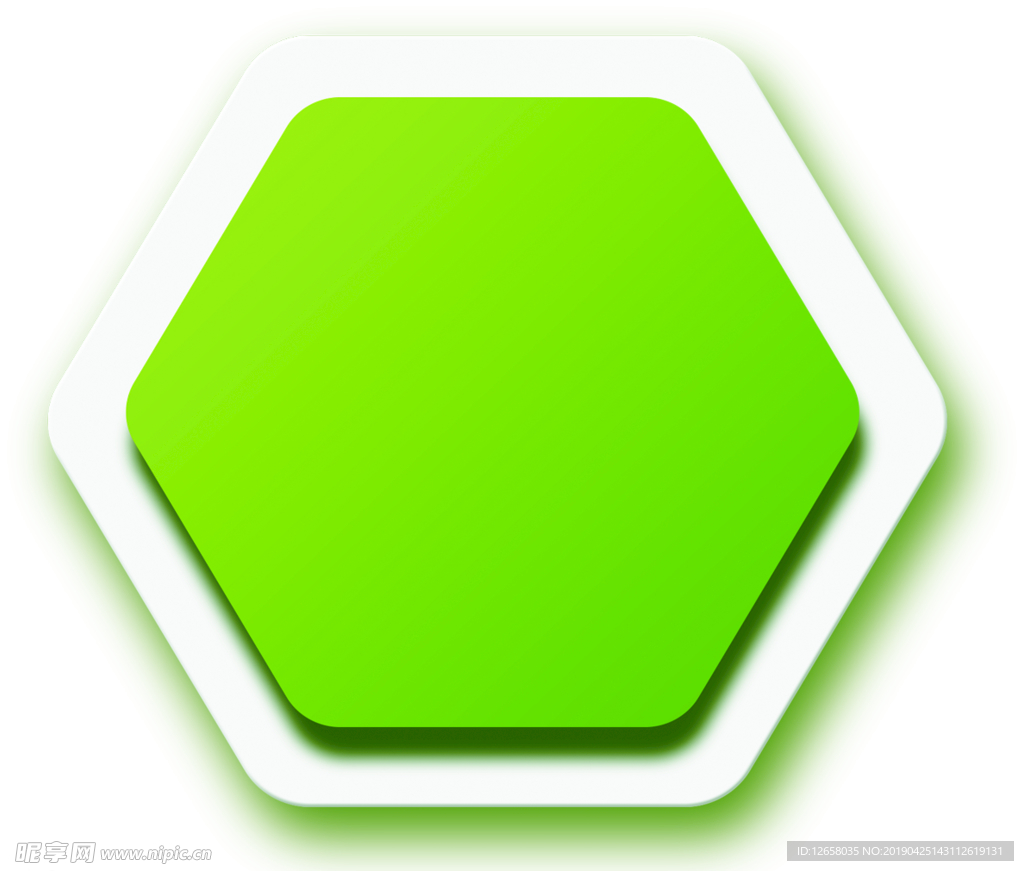 绿色形状 六边形  立体形状