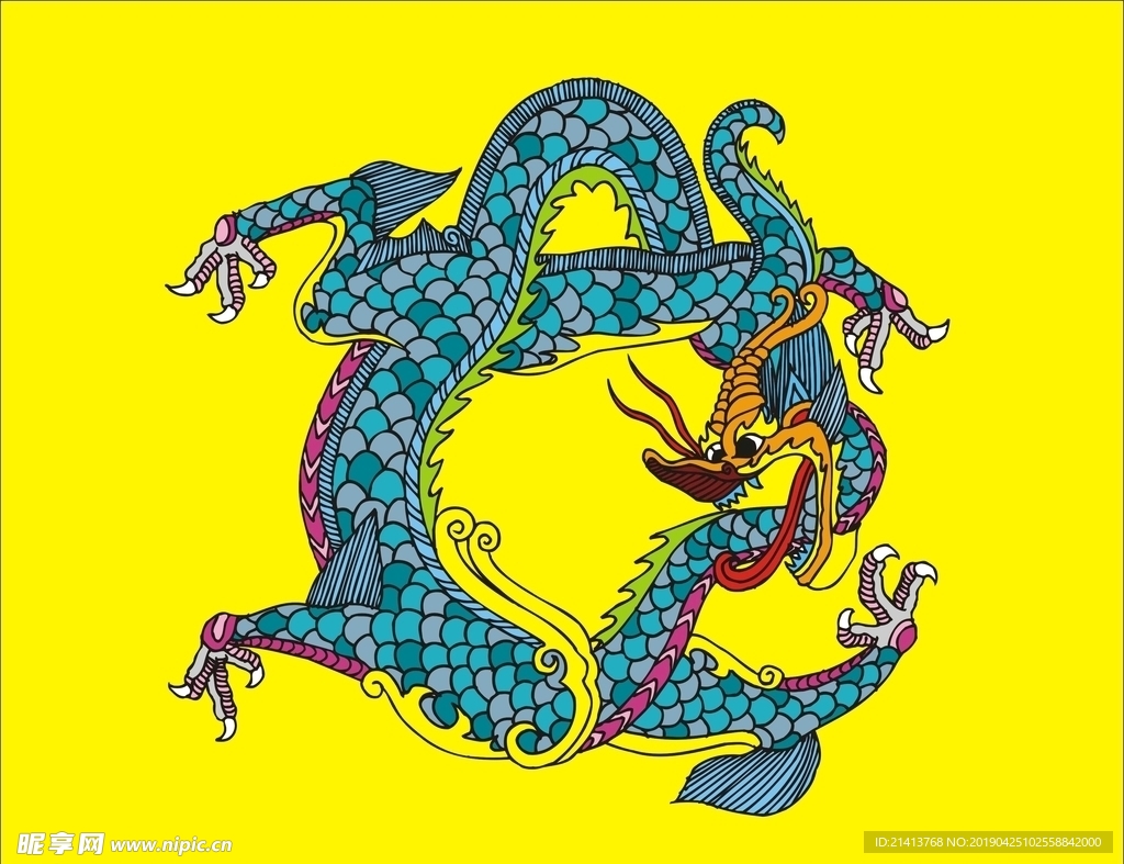 手绘线描龙