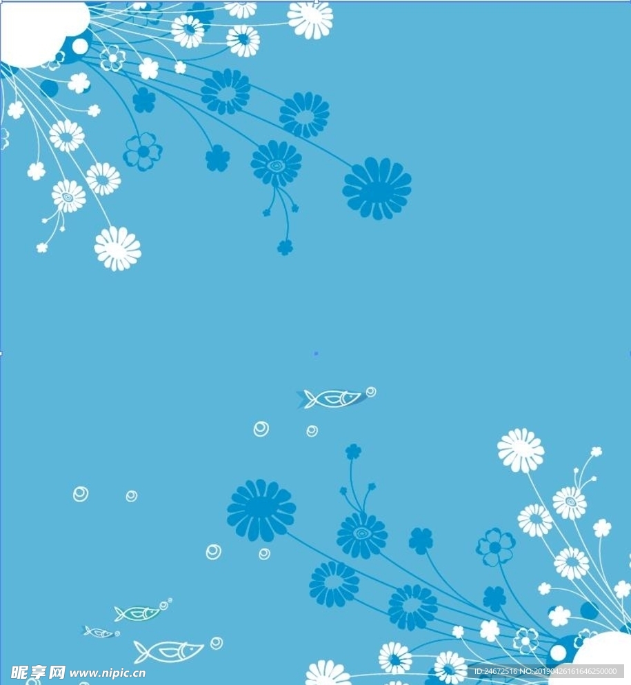蓝色花纹小清新背景图