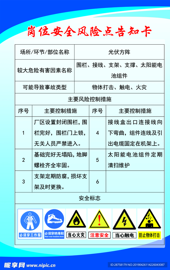 光伏方阵告知卡