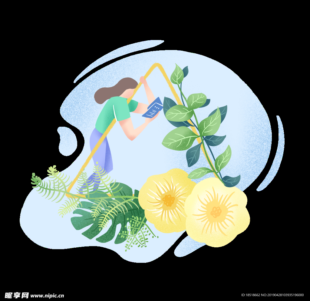 扁平化花朵女孩