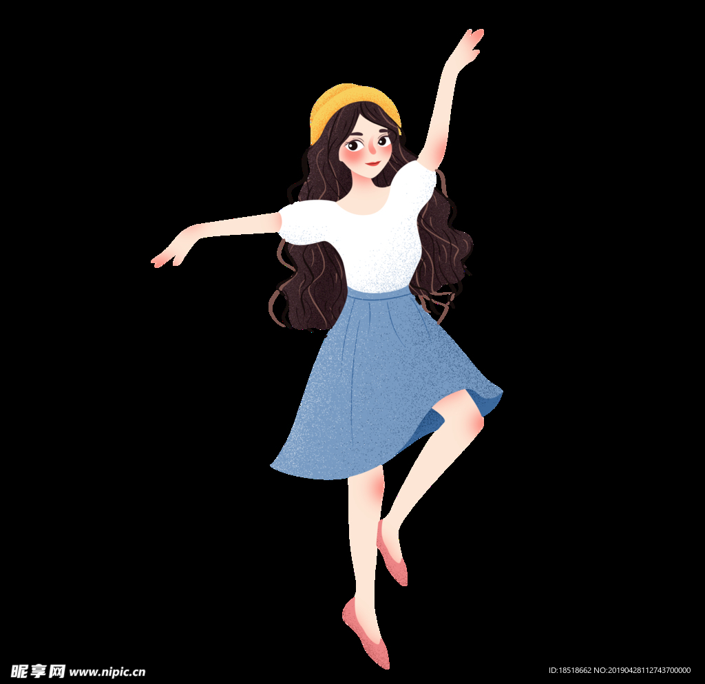 扁平化女孩花朵