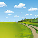 田园小道插画