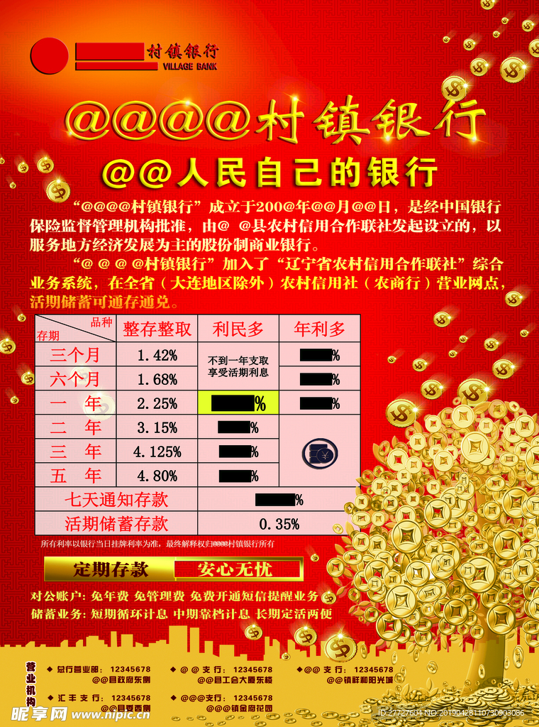 村镇银行储蓄DM传单正面带利率