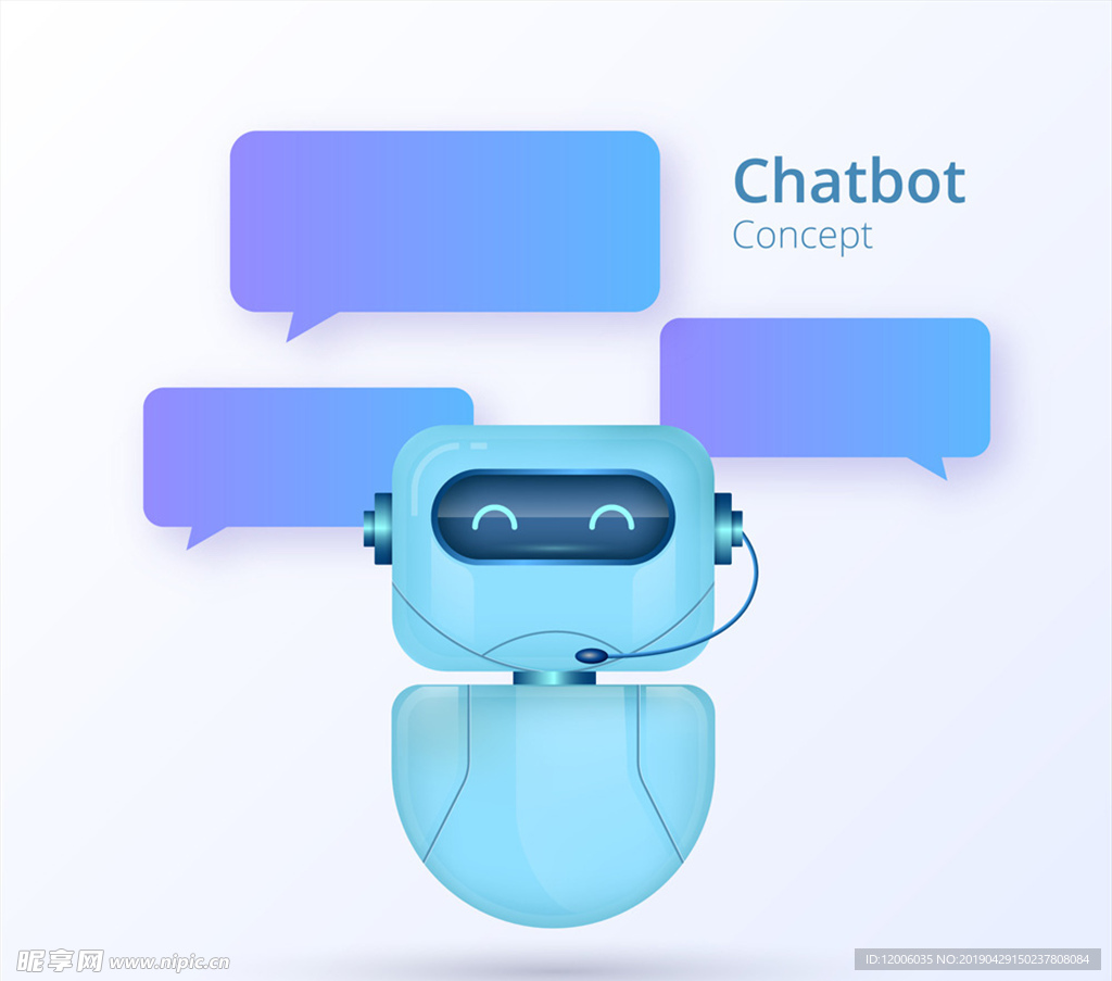 蓝色聊天机器人和对话框
