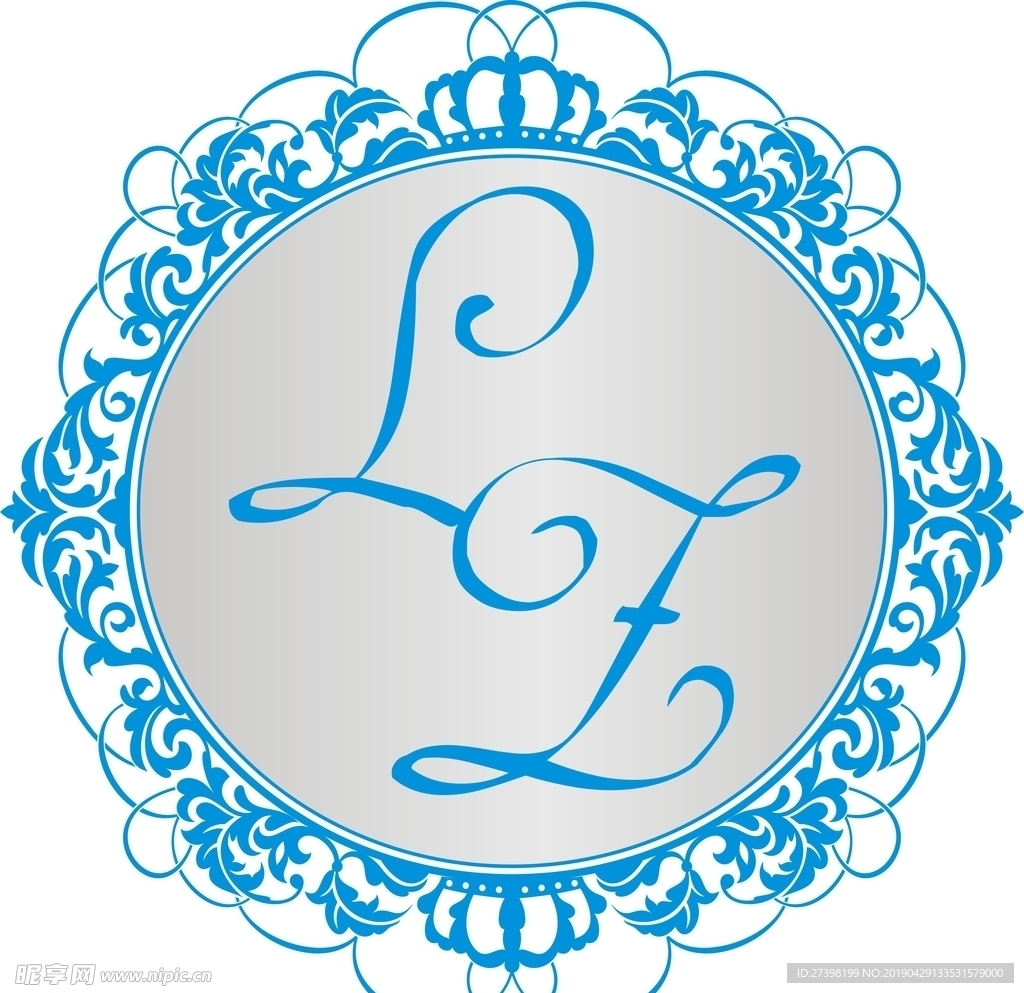 蓝色皇冠边框圆形logo