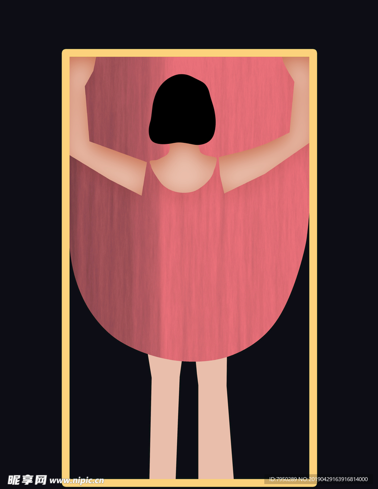 手绘抽象美女装饰画
