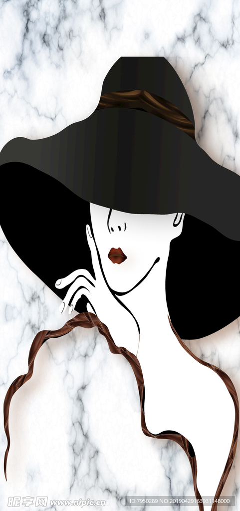 手绘抽象美女装饰画