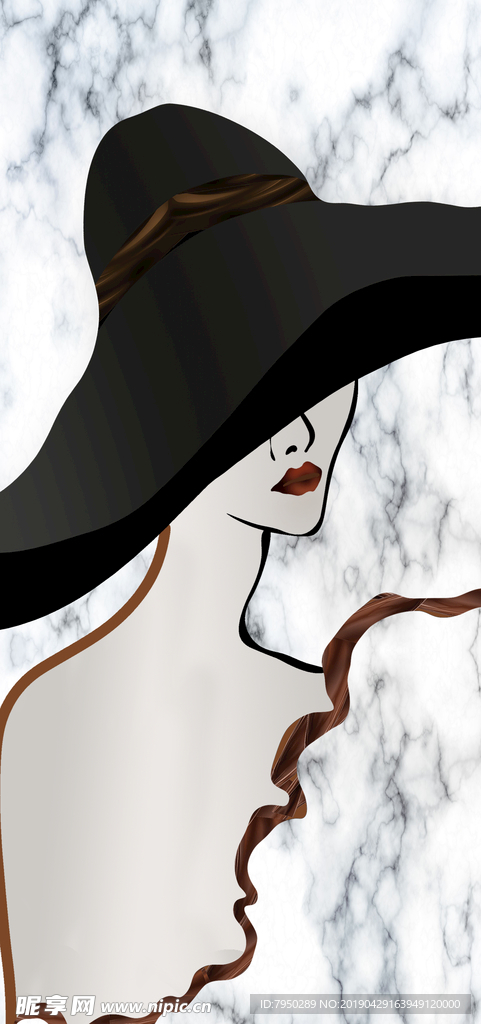 手绘抽象美女装饰画
