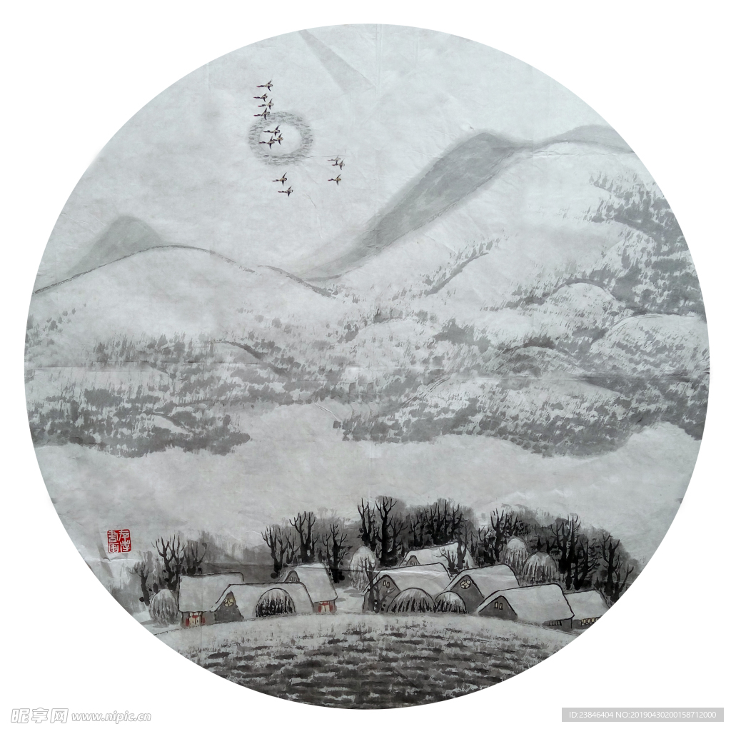 江存孝 晨 雪景作品