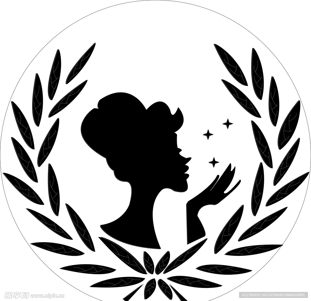 美女，叶子，
