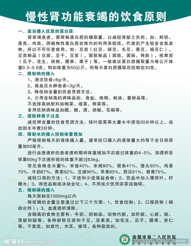 慢性肾衰竭饮食原则