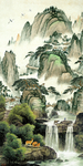 国画水墨山水玄关背景墙