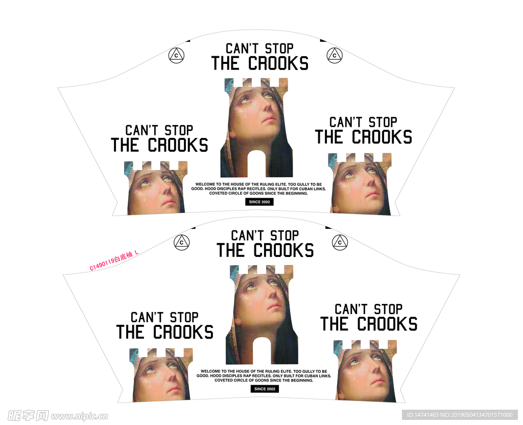 白底时尚镶嵌美女头剪影服装袖子