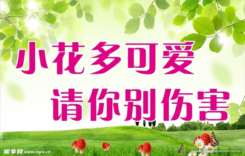 请爱护花草树木