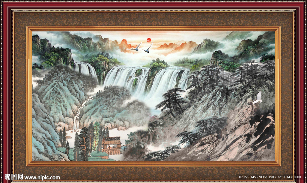 聚宝盆山水画