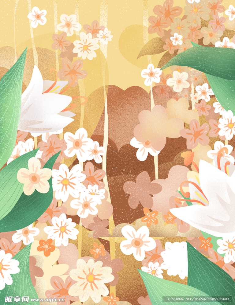 背景手绘花朵插画