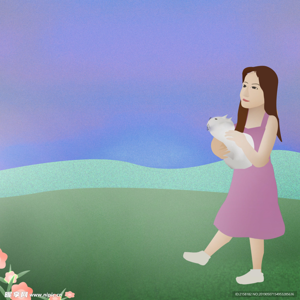女孩散步