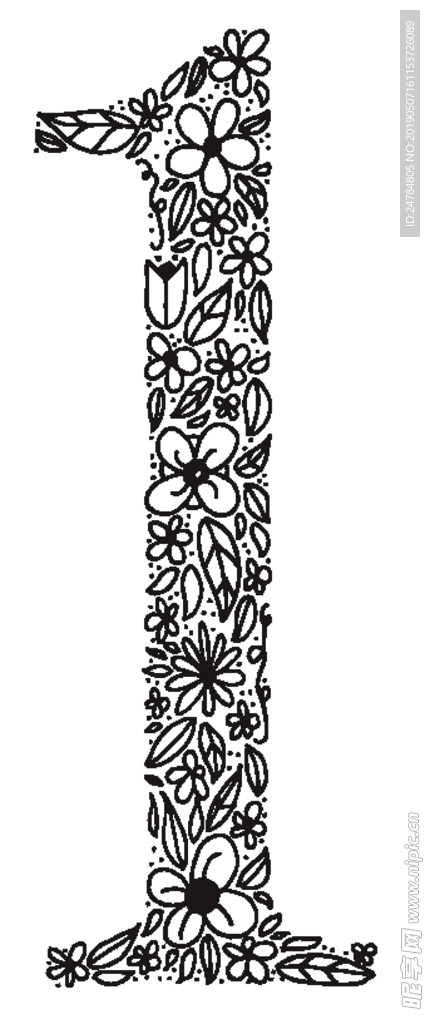 手绘花卉装饰矢量字母素材