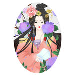 人物图  裁片花  古典美女