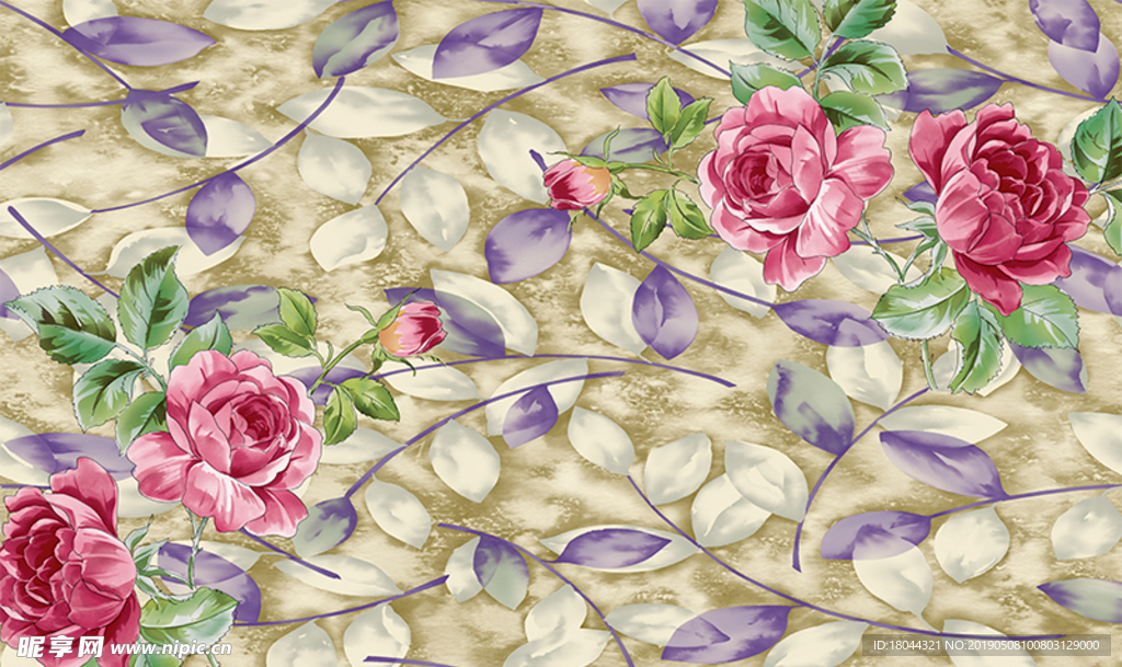 花朵树叶电视背景墙