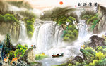 流水生财瀑布电视背景墙
