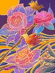 牡丹  数码印花 花卉