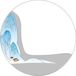 3色矢量线条山水图