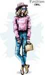 水彩手绘时装女郎