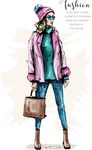水彩手绘时装女郎