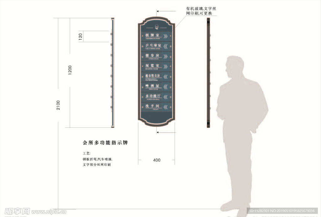 会所多功能指示牌