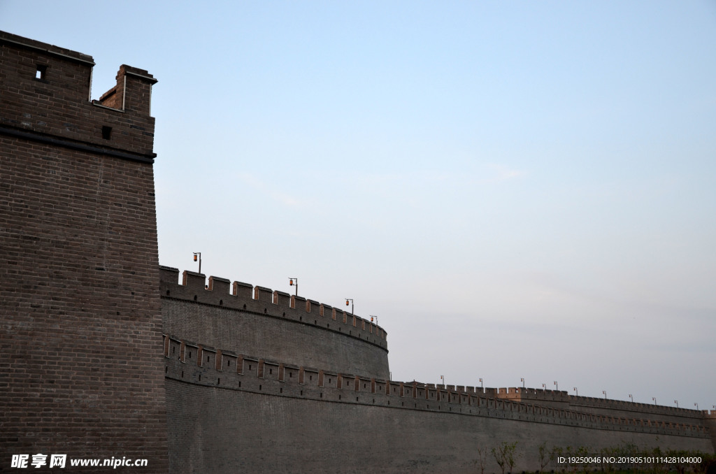 夕阳  夜景 正定 古城 城墙