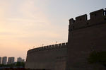 夕阳  夜景 正定 古城 城墙