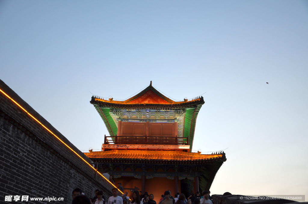 夜色  夜景 正定 古城 城墙