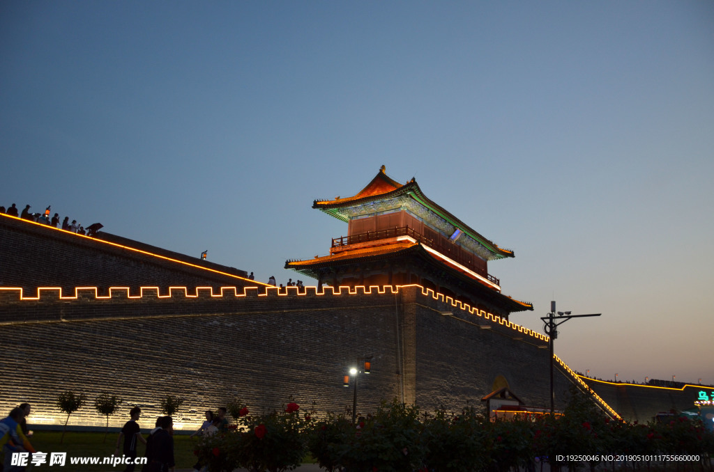 夜色  夜景 正定 古城 城墙