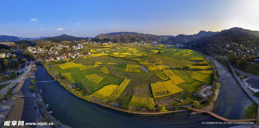 风光 田园 农业 云彩 油菜花