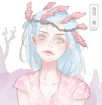 手绘清新美女水彩风格插画