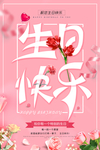 粉色生日快乐创意海报