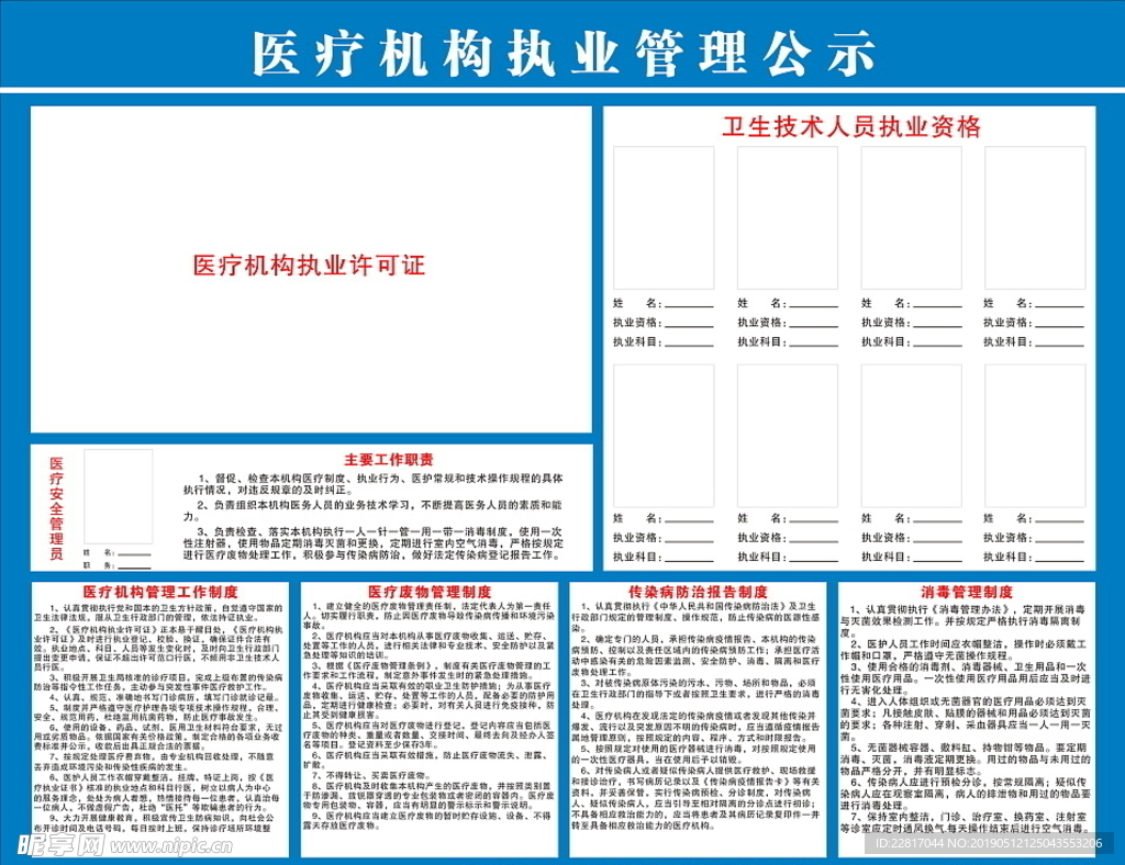 医疗机构管理公示栏