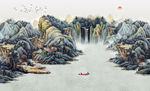 水墨山水电视背景墙