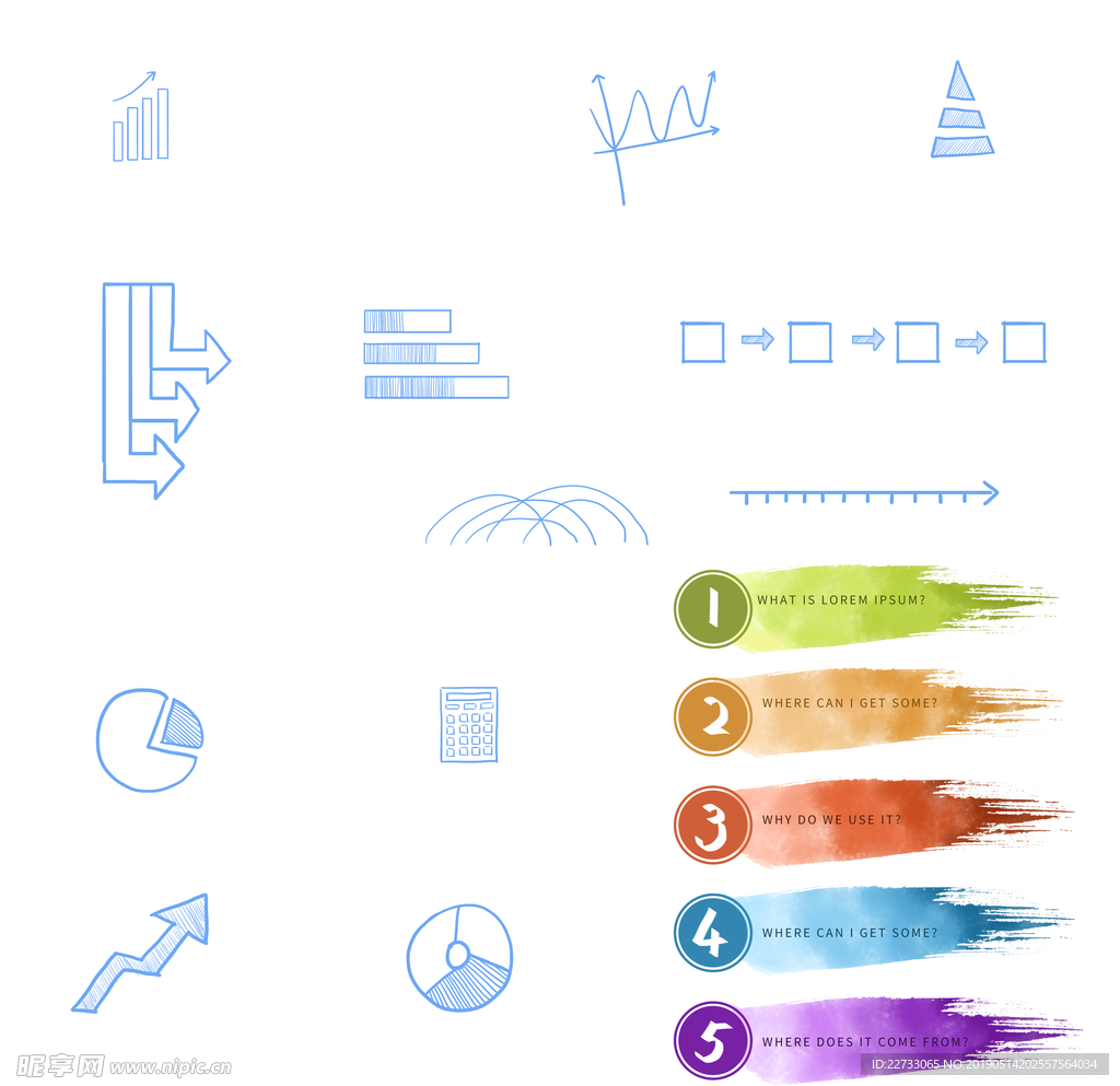 各种各样的手绘元素的信息图表