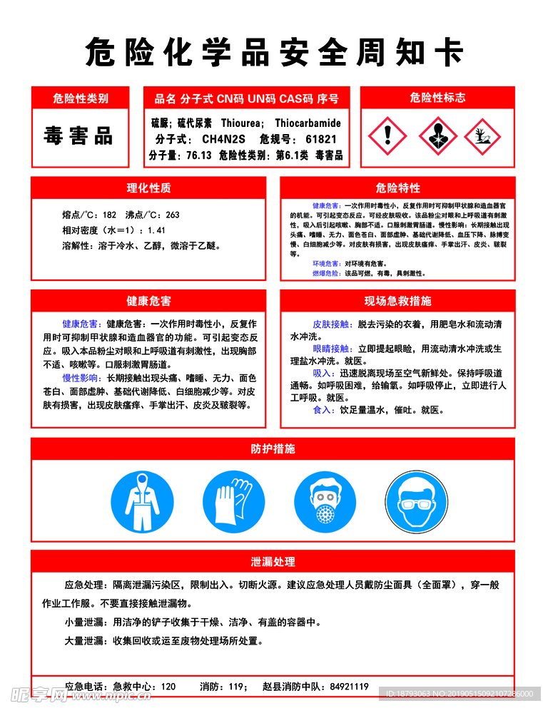 硫脲安全告知牌