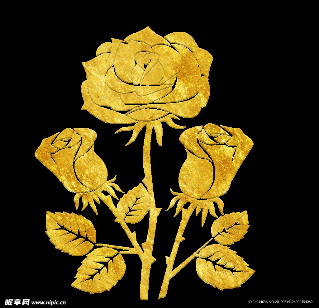 中国风传统烫金鲜花花纹装饰图之