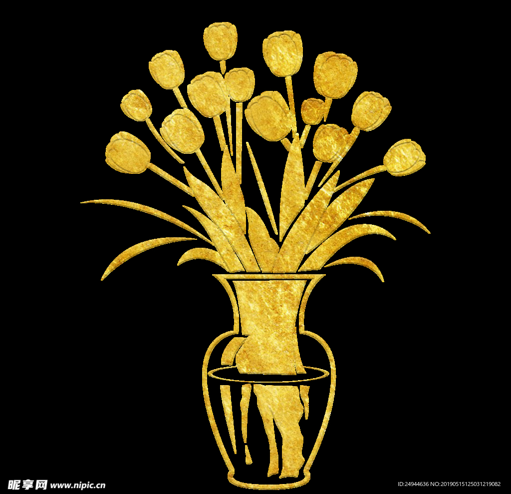 中国风传统烫金鲜花花纹装饰图