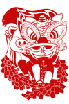 舞狮剪纸插画