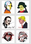 卡通人物头像杂志海报插画图案