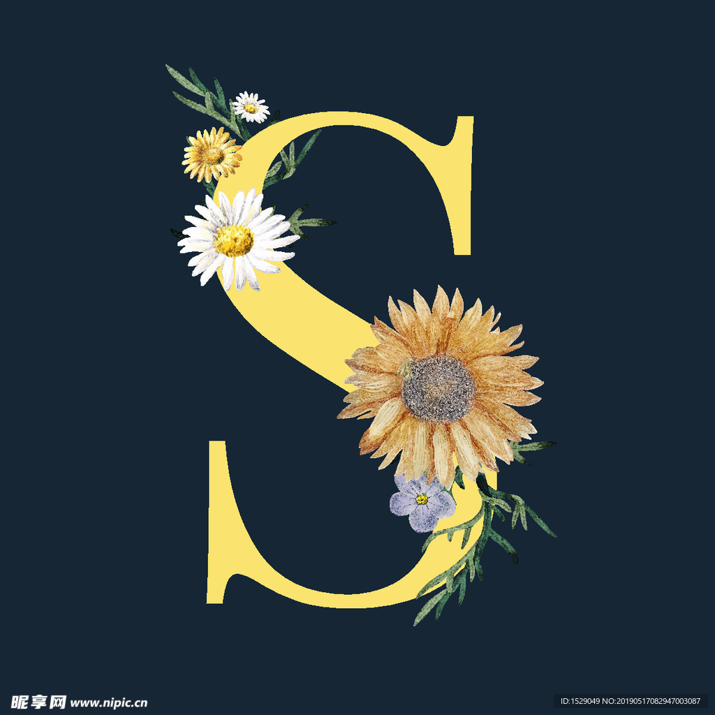 字母与花朵