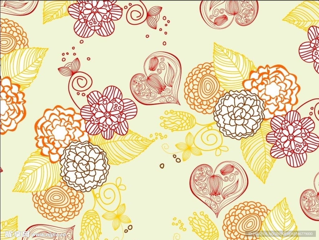 爱心花底纹效果