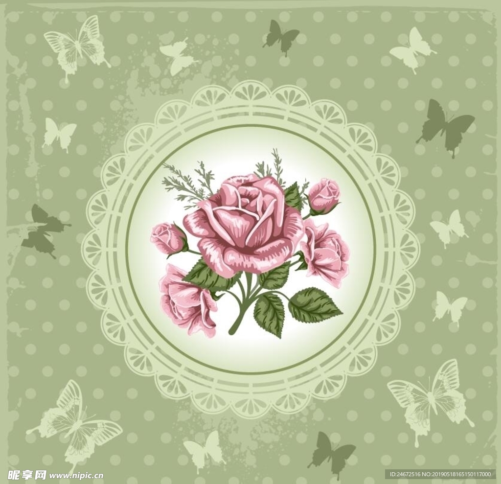 蝴蝶玫瑰小清新背景